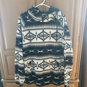 Aztec Patterned Cowl Neck Sweater - Black and Cream